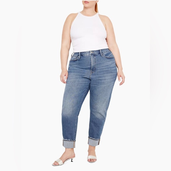 Good American The Weekender Cuffed Jeans High Waist Medium Wash Plus Size 20 - Picture 1 of 10
